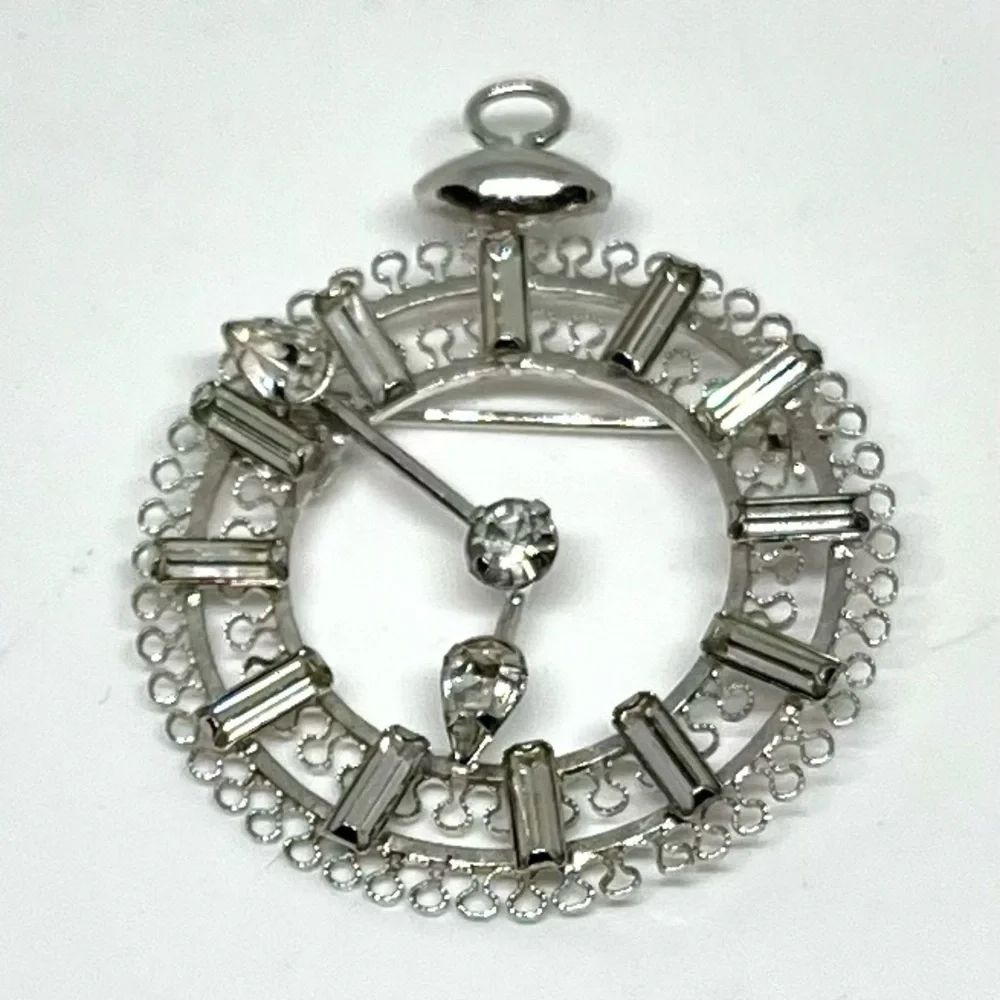 Vintage Sterling Star-Art Clock Brooch/Pendant